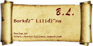 Borkó Liliána névjegykártya